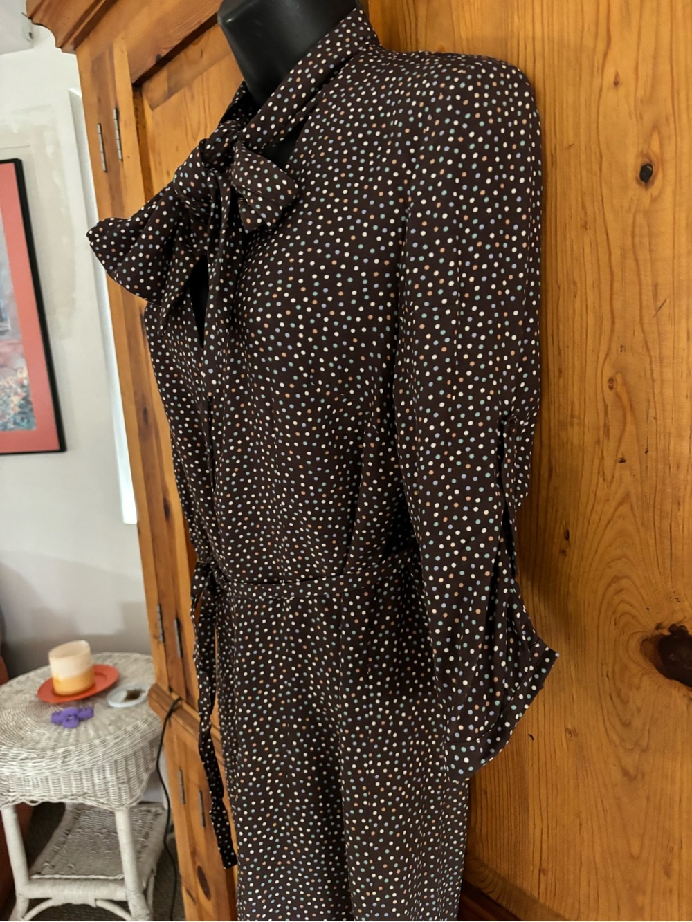 ModCloth Confetti print dress with neck bow  Sz 36 4 XS / Sm